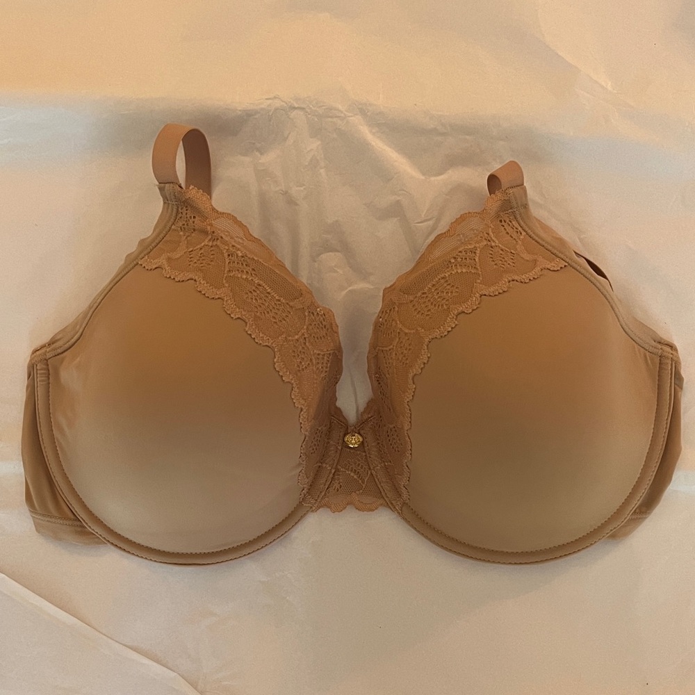 Natori Refined Contour Underwire Bra Nude 34DD Full Coverage Lace Trim EUC - Picture 1 of 10